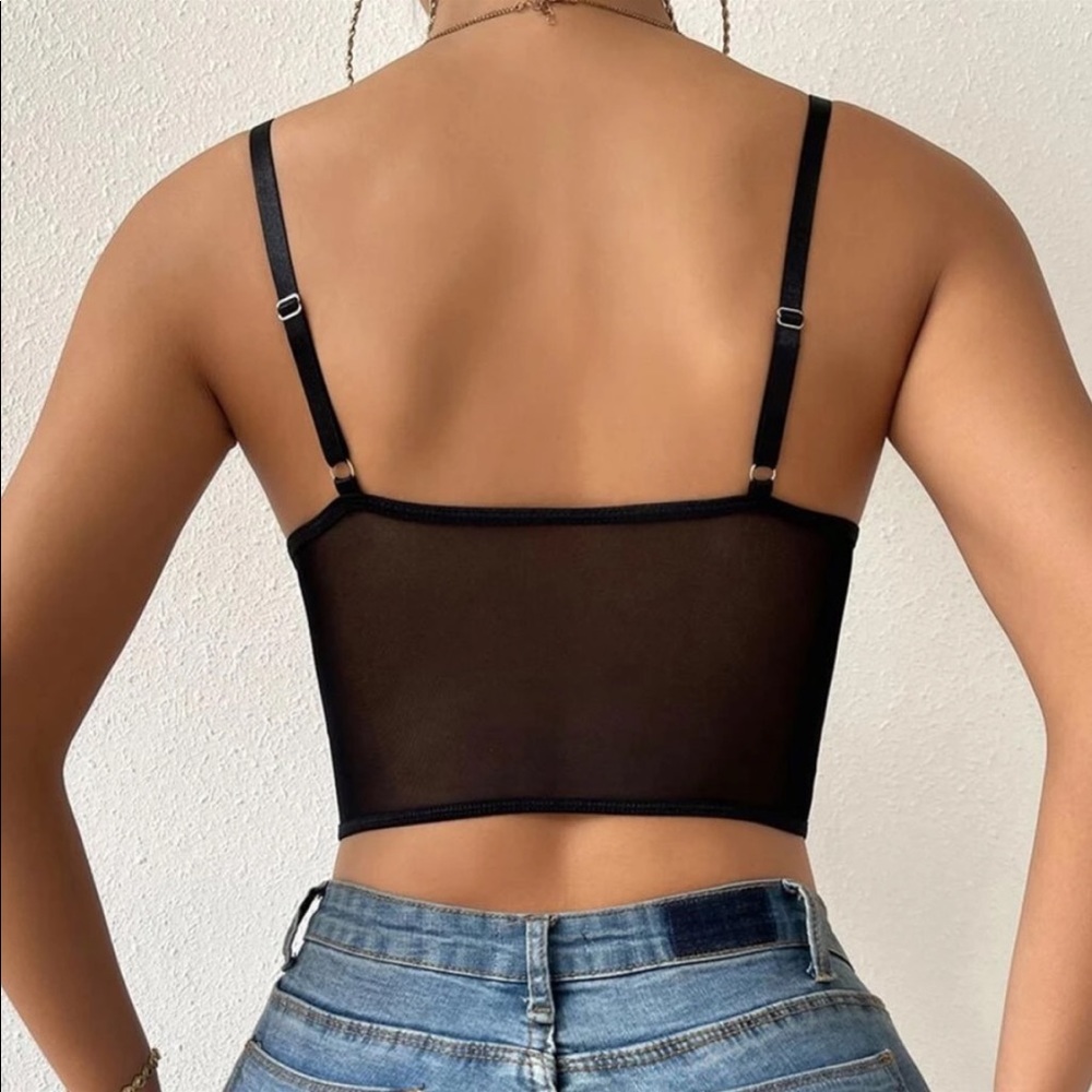 Floral Lace Corset Bustier Crop Cami Top - Picture 7 of 8